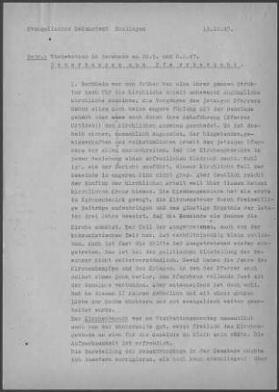 Berkheim: Visitationsbericht mit Pfarrbericht 1947