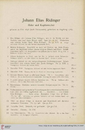 Johann Elias Ridinger Nr. 1-1498