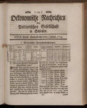 XXVII. Stück. Sonnabends den 9 Julius. 1774.