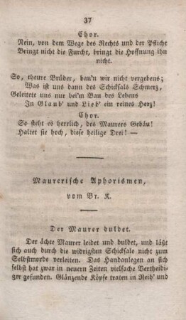Maurerische Aphorismen.