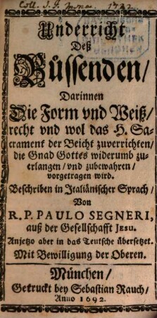 Underricht des Büssenden