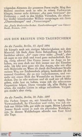Aus den Briefen und Tagebüchern