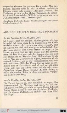 Aus den Briefen und Tagebüchern