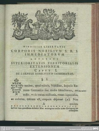 Caput I. De Corpore Nobilitatis Immediatae