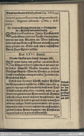 Das XXVI. Capitel. Was die Christen zum kampff bewegen solle