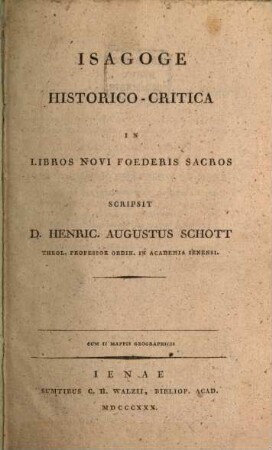 Isagoge Historico-Critica In Libros Novi Foederis Sacros