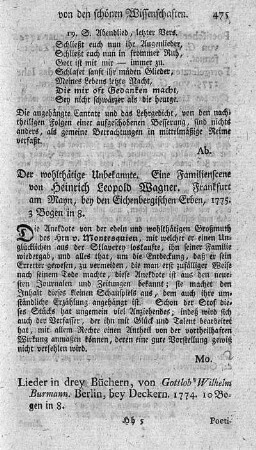 Lieder in drey Büchern.