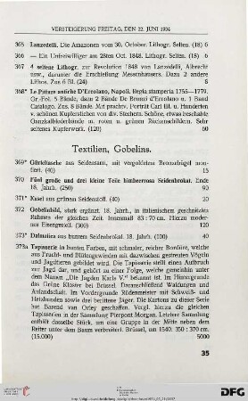 Textilien, Gobelins (Nr. 369-386)
