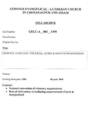 CHURCH'S AUXILLIARY FOR SOCIAL ACTION & PARTNER ORGANISATIONS