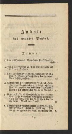 Inhalt es neunten Bandes.