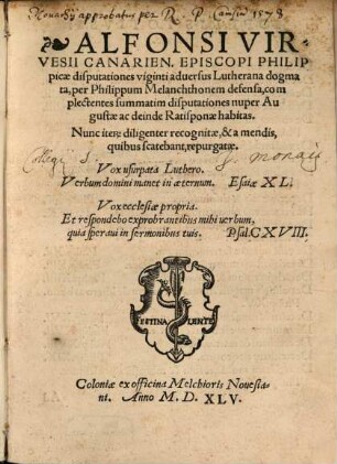 Philippicae disputationes viginti adversus Lutherana dogmata