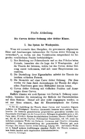 Fünfte Abtheilung. Die Curven dritter Ordnung oder dritter Klasse.