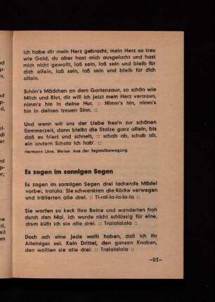Es zogen im sonnigen Segen