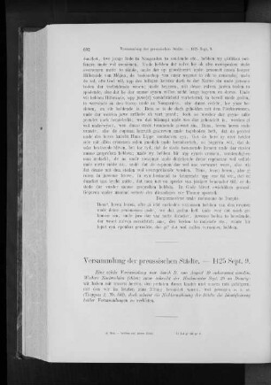 Versammlung der preussischen Städte. - 1425 Sept. 9.