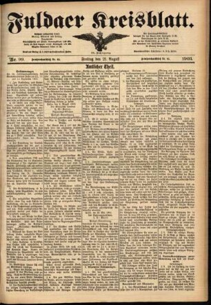 Zweite Ausgabe vom Freitag, den 21. August 1903.