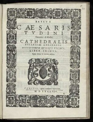 Cesare Tudino: Mottettorum quinque vocibus, Liber primus. Bassus