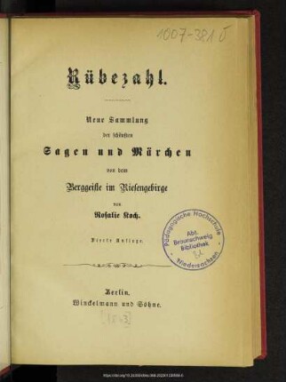 Rübezahl : neue Sammlung der schönsten Sagen und Märchen von dem Berggeiste im Siebengebirge