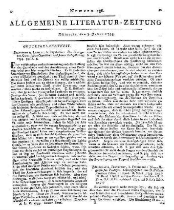 Neues Magazin für Prediger. Bd. 2, St. 2-Bd. 3, St. 1. Hrsg. von W. A. Teller. Züllichau, Freystadt: Frommann 1793-94