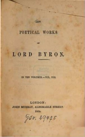 The poetical works of Lord Byron : In 10 vol., 8