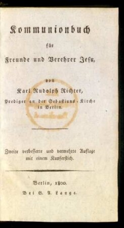 Kommunionbuch für Freunde und Verehrer Jesu