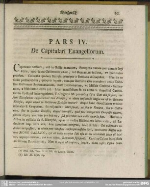 Pars IV. De Capitulari Evangeliorum