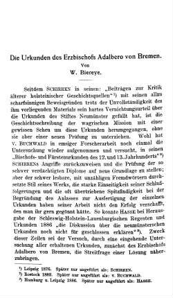 Die Urkunden des Erzbischofs Adalbero von Bremen