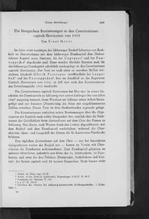 Die liturgischen Bestimmungen in den Constitutiones capituli Slesvicensis von 1352