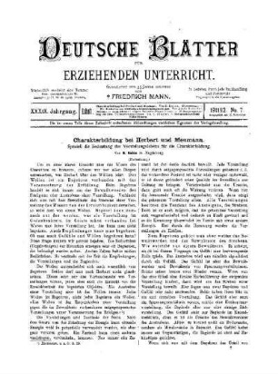 Charakterbildung bei Herbart und Meumann : Speziell die Bedeutung des Vorstellungslebens für die Charakterbildung ; (Fortsetzung)