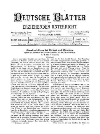 Charakterbildung bei Herbart und Meumann : Speziell die Bedeutung des Vorstellungslebens für die Charakterbildung ; (Fortsetzung)