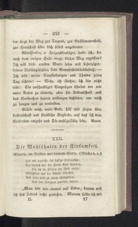 XXII. Die Wohlthaten der Einsamkeit.