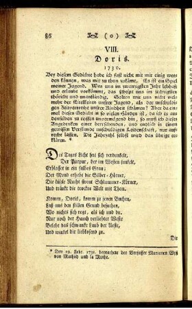 VIII. Doris. 1730.