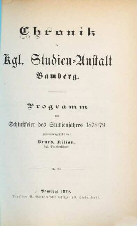 Chronik der Kgl. Studien-Anstalt Bamberg