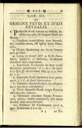 Cap. III. De origine feudi et iuris feudalis.