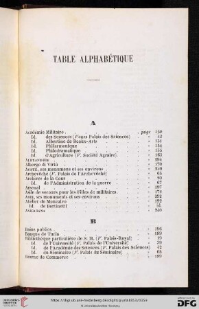 Table alphabétique