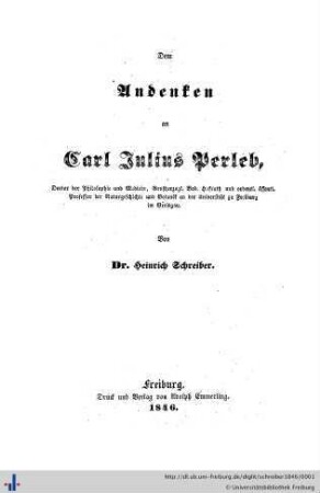 Dem Andenken an Carl Julius Perleb