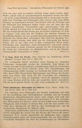 223-225 [Rezension] Schöndorfer, Ulrich, Philosophie der Materie