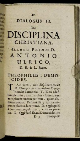 Dialogus II. De Disciplina Christiana.