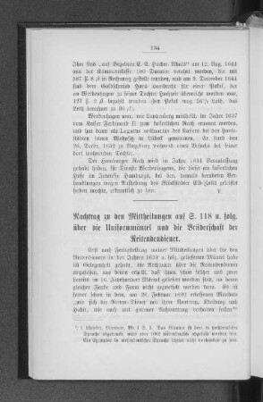 Nachtrag zu den Mittheilungen auf S. 118 u. folg. über die Uniformmäntel und die Brüderschaft der Reitendendiener.