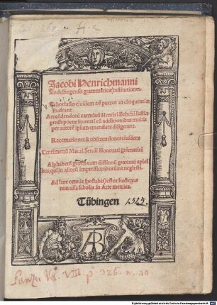 Jacobi Henrichmanni Sindelfingensis grammaticae institutiones