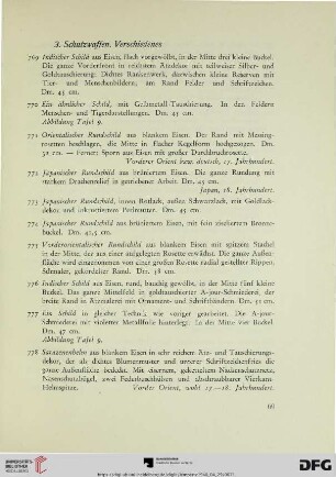 3. Schutzwaffen. Verschiedenes (Nr. 769-794)