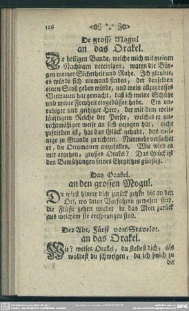 Der Abt, Fürst von Stavelot an das Orakel