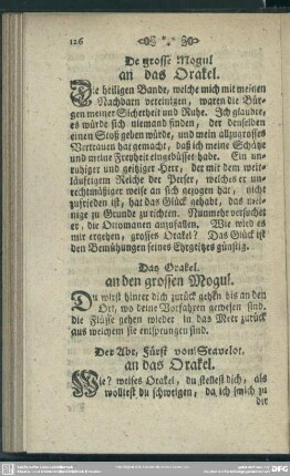 Der Abt, Fürst von Stavelot an das Orakel