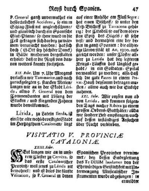 Visitatio V. Provinciæ Cataloniæ