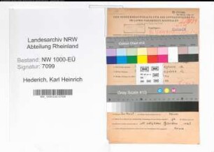 Entnazifizierung Karl Heinrich Hederich, geb. 29.10.1902 (Vertreter)