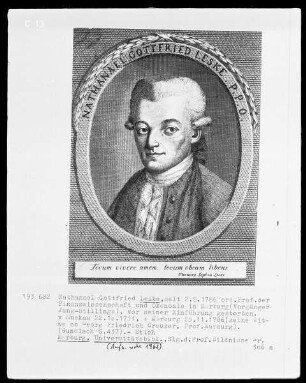 Nathanael Gottfried Leske (1751-1786), ab 1786 Professor der Finanzwissenschaft und Ökonomie in Marburg