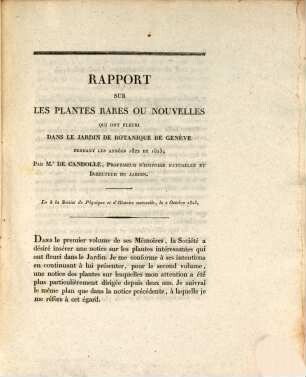 Rapport sur les plantes rares ou nouvelles qui ont fleuri dans le Jardin botanique de Genève .... [2], Pendant les années 1822 et 1823