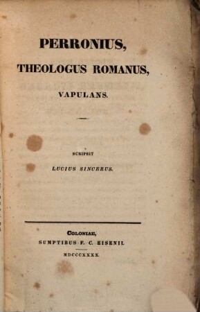 Perronius, theologus romanus, vapulans