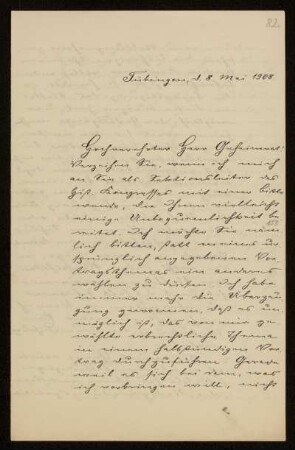 82: Brief von Siegfried Rietschel an Otto von Gierke, Tübingen, 8.5.1908