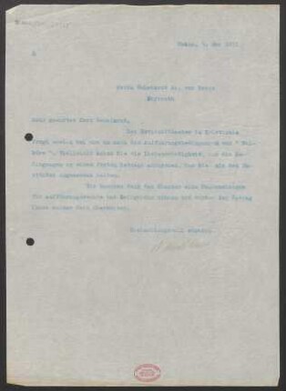 Brief an Adolf von Gross : 09.05.1911