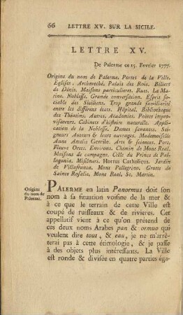 Lettre XV. Rues De Palerme